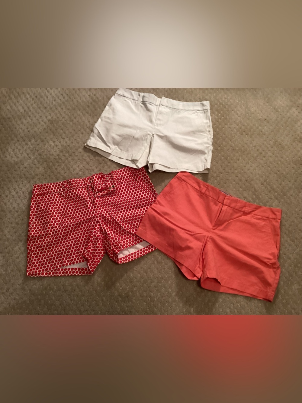 Tommy Hilfiger White, Coral, and Red Patterned Women’s Shorts Trio